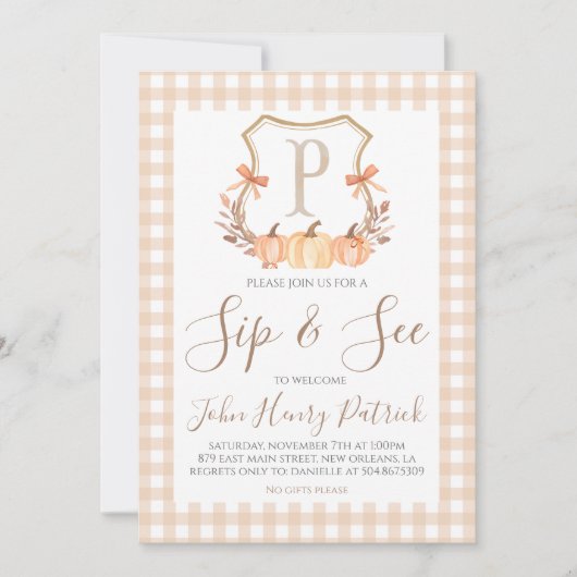 Invitation Chute Citrouille Crest Sip & Voir l'invitation (Devant)