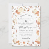 Invitation Chute Citrouille Floral Aquarelle Mariage de feuil (Devant)