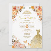 Invitation Chute Citrouille Floral Quinceañera Mis Quince Ano (Devant)