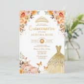 Invitation Chute Citrouille Floral Quinceañera Mis Quince Ano (Debout devant)