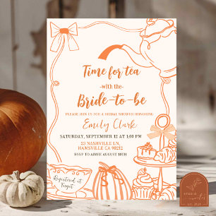 Invitation Chute Citrouille Orange Scribble main tiré après