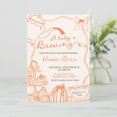 Invitation Chute Citrouille Orange Scribble Main Tirée Thé Do (Debout devant)