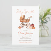 Invitation Chute Citrouille poussette bébé Baby shower d'arro (Debout devant)
