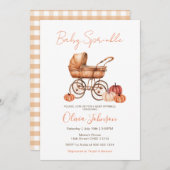 Invitation Chute Citrouille poussette bébé Baby shower d'arro (Devant / Derrière)