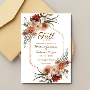 Invitation chute d'amour aquarelle fleurs automne mariage