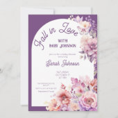 Invitation Chute d'amour automne baby shower fleuri bébé (Devant)