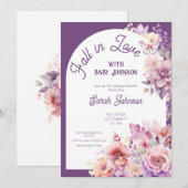 Invitation Chute d'amour automne baby shower fleuri bébé (Devant / Derrière)