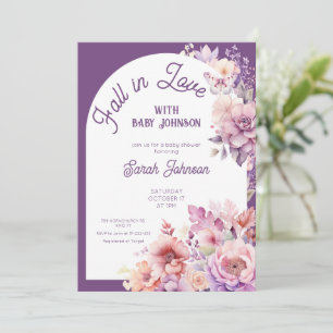 Invitation Chute d'amour automne baby shower fleuri bébé