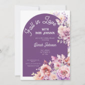 Invitation Chute d'amour automne baby shower fleuri bébé (Devant)