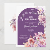 Invitation Chute d'amour automne baby shower fleuri bébé (Devant / Derrière)