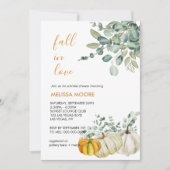 Invitation Chute d'amour automne citrouille verdure nuptiale  (Devant)