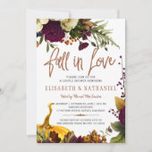 Invitation Chute d'amour automne fleuri couple douche (Devant)