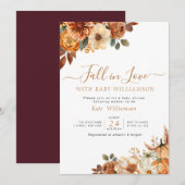 Invitation Chute d'amour baby shower à fleurs rustiques invit (Devant / Derrière)