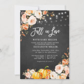 Invitation chute d'amour baby shower floral en tableau noir (Devant)