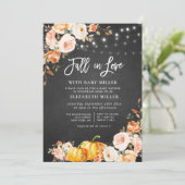 Invitation chute d'amour baby shower floral en tableau noir (Debout devant)