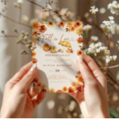 Invitation Chute d'amour Baby shower floral orange brûlé