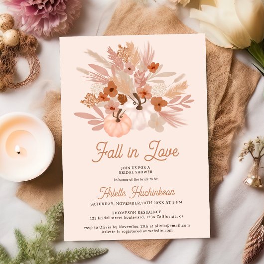 Invitation Chute d'amour beige floral boho chic douche nuptia