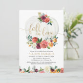 Invitation Chute d'amour bordeaux or floral blanc citrouille (Debout devant)