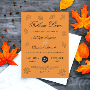 Invitation Chute d'amour Burnt Orange Feuille Mariage d'autom