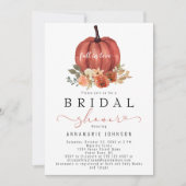 Invitation Chute d'amour Burnt Orange Peach Citrouille Floral (Devant)