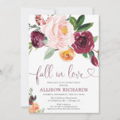 Invitation Chute d'amour chute floral bordeaux douche nuptial (Devant)