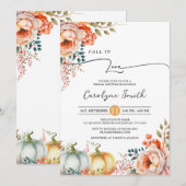 Invitation Chute d'amour Citrouille de douche nuptiale Invita (Devant / Derrière)