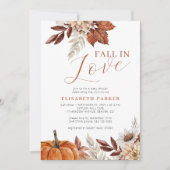 Invitation Chute d'amour citrouille fleuri baby shower (Devant)