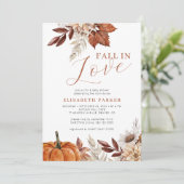 Invitation Chute d'amour citrouille fleuri baby shower (Debout devant)