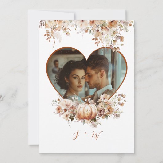 Invitation Chute d'amour Floral Citrouille Écouter Mariage ph (Dos)