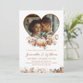 Invitation Chute d'amour Floral Citrouille Écouter Mariage ph (Debout devant)