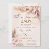 Invitation Chute d'amour pampas herbe baby shower boho (Devant)