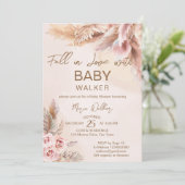 Invitation Chute d'amour pampas herbe baby shower boho (Debout devant)