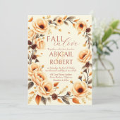 Invitation Chute d'amour pêche floral frontière mariage de cô (Debout devant)