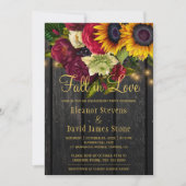 Invitation Chute d'amour rustique chic bois fiançailles (Devant)