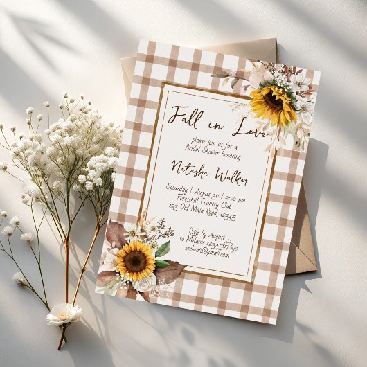Invitation Chute d'amour tournesol pays nuptiale douche