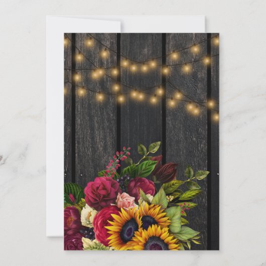 Invitation Chute d'amour tournesol rustique rose nuptiale (Dos)