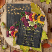 Invitation Chute d'amour tournesol rustique rose nuptiale