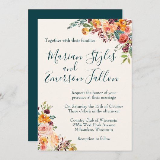 Invitation Chute dans l'amour (Devant / Derrière)