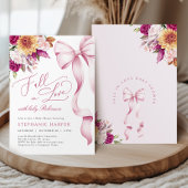 Invitation Chute dans l'amour Baby shower Bow rose