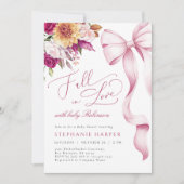 Invitation Chute dans l'amour Baby shower Bow rose (Devant)