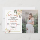 Invitation Chute dans l'amour Baby shower Fleurs de rouille C (Devant)