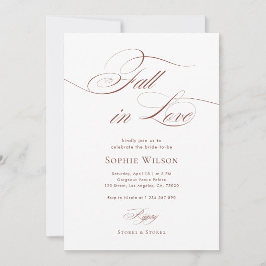 Invitation Chute dans l'amour Fête des mariées de script soph (Devant)