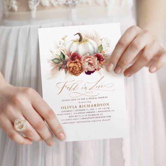 Invitation Chute dans l'amour Fête des mariées Rust Flowers C