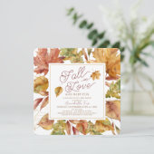 Invitation Chute dans l'amour Feuilles d'automne Baby shower (Debout devant)