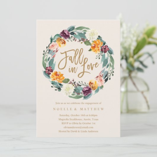 Invitation Chute dans l'invitation de partie de fiançailles (Debout devant)