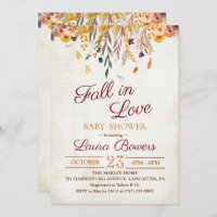 Chute dans l'invitation rustique de baby shower