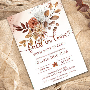 Invitation Chute dans Love Boho Baby shower Floral