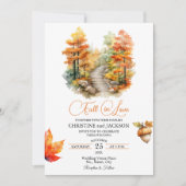 Invitation Chute dans Love Forest à l'automne QR Code Mariage (Devant)