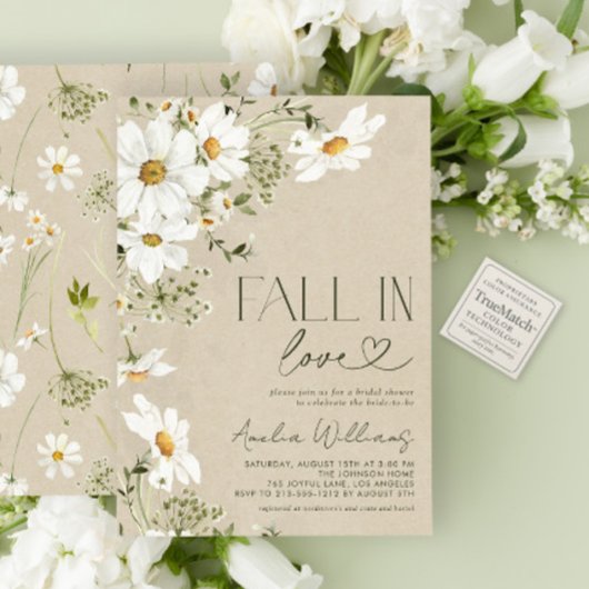 Invitation Chute dans Love Rustic Daisy Fleur sauvage
