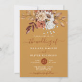 Invitation Chute d'aquarelle Floral sur Mariage or (Devant)